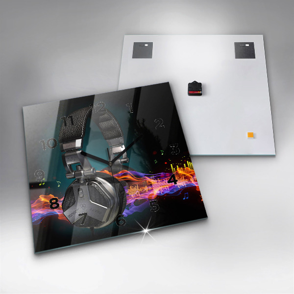 Reloj cuadrado Auriculares y ondas sonoras