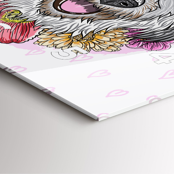 Reloj de pared cuadrado Perro feliz entre flores