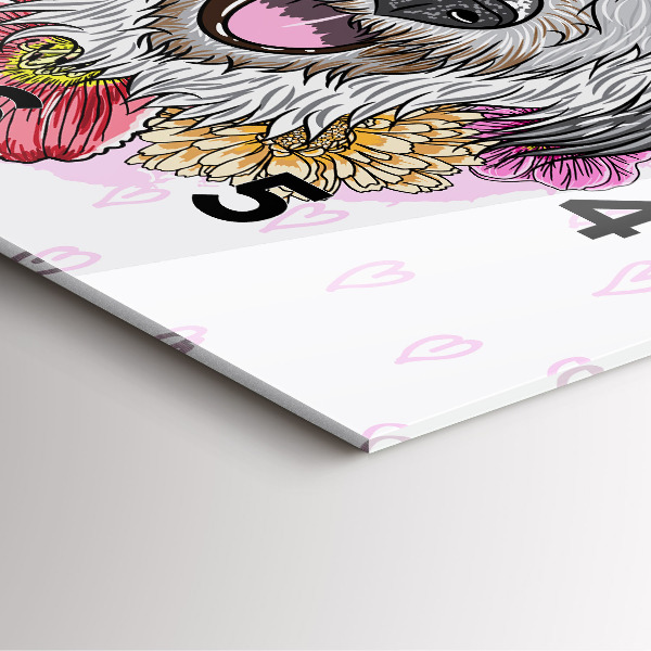 Reloj de pared cuadrado Perro feliz entre flores