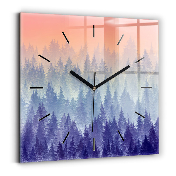 Reloj de pared cuadrado Bosque en la niebla