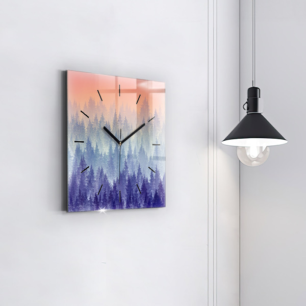 Reloj de pared cuadrado Bosque en la niebla