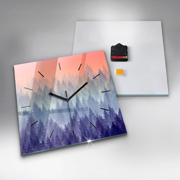 Reloj de pared cuadrado Bosque en la niebla
