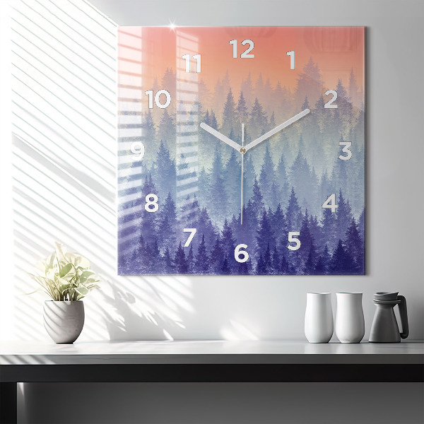 Reloj de pared cuadrado Bosque en la niebla