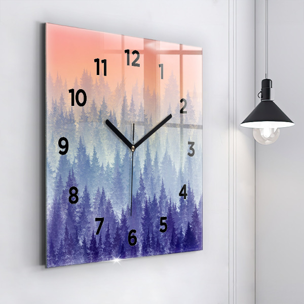 Reloj de pared cuadrado Bosque en la niebla