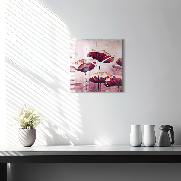 Reloj cuadrado Flores Amapola en flor