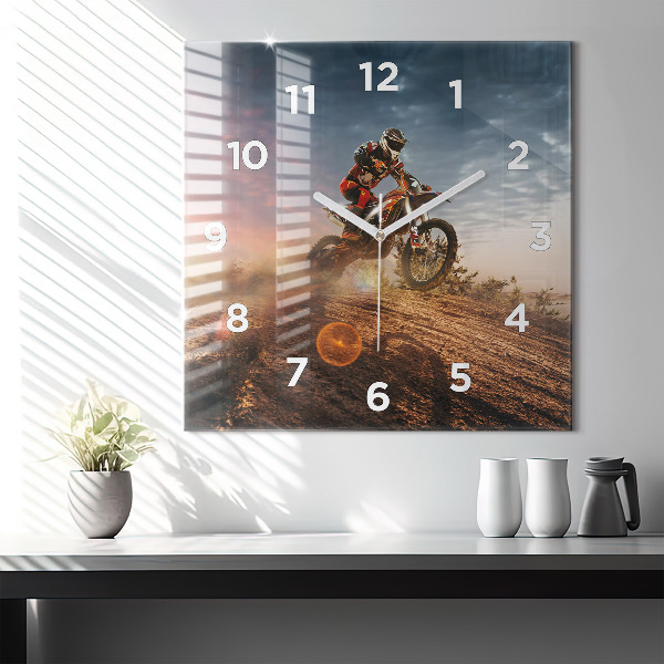 Reloj de pared cuadrado Hombre en moto