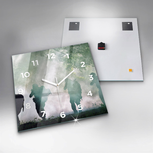 Reloj de pared cuadrado Soldados en un bosque