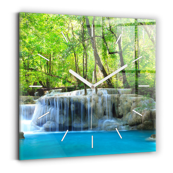 Reloj cuadrado Cascada en el bosque