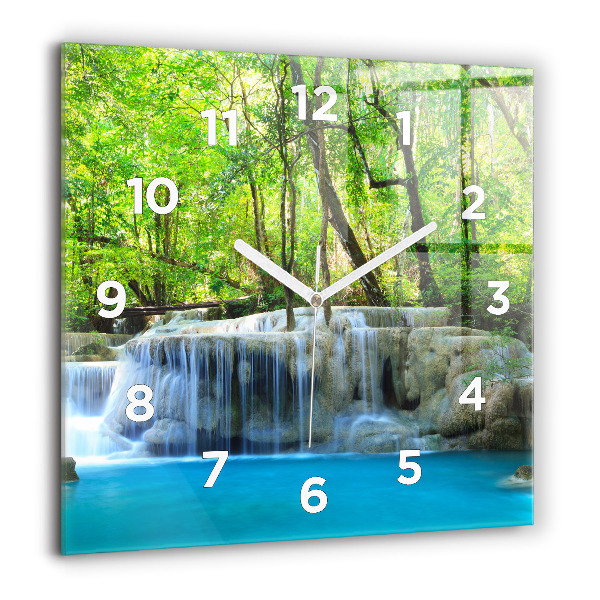 Reloj cuadrado Cascada en el bosque