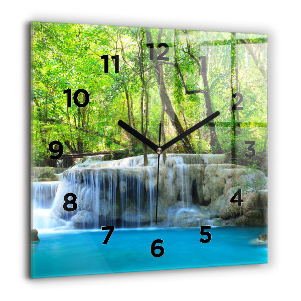 Reloj cuadrado Cascada en el bosque