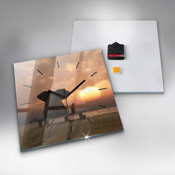 Reloj cuadrado Animales Puesta de sol