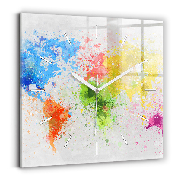Reloj cuadrado Mapamundi sobre papel
