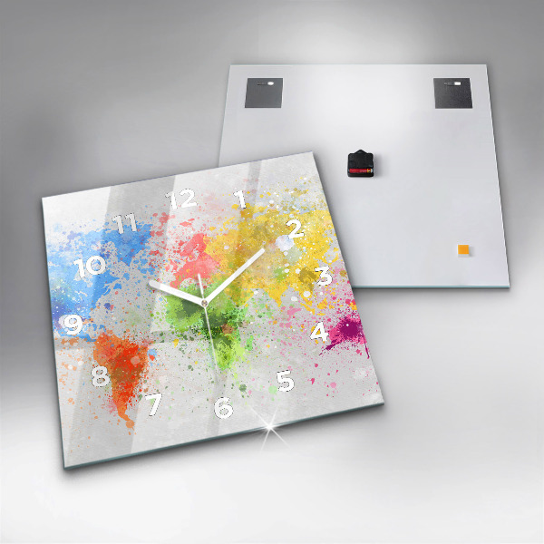 Reloj cuadrado Mapamundi sobre papel