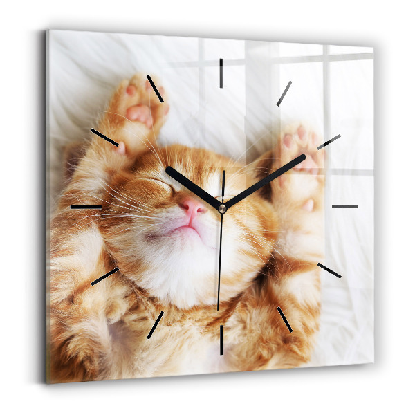 Reloj de pared cuadrado Gatito durmiendo