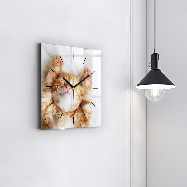 Reloj de pared cuadrado Gatito durmiendo