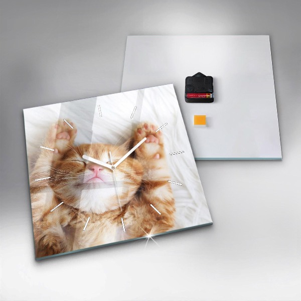 Reloj de pared cuadrado Gatito durmiendo