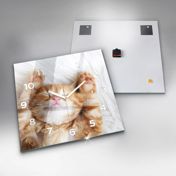 Reloj de pared cuadrado Gatito durmiendo