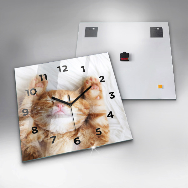 Reloj de pared cuadrado Gatito durmiendo