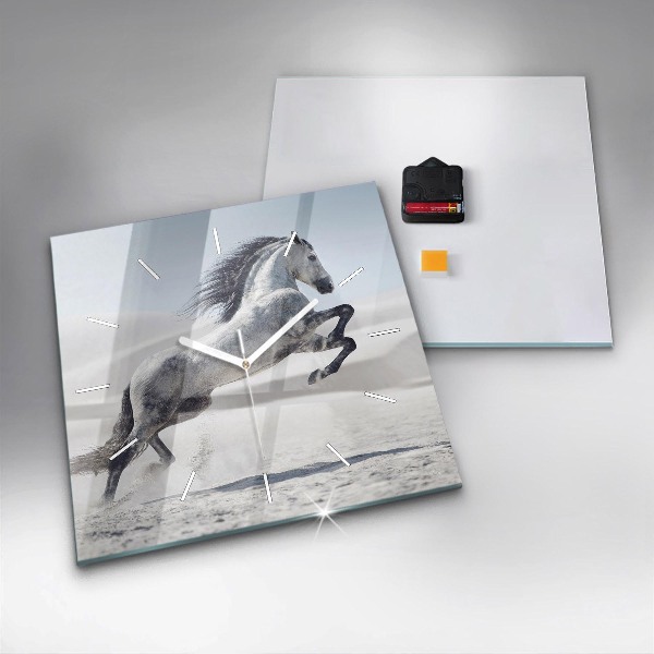 Reloj cuadrado Caballo blanco al galope