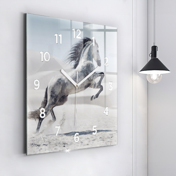Reloj cuadrado Caballo blanco al galope