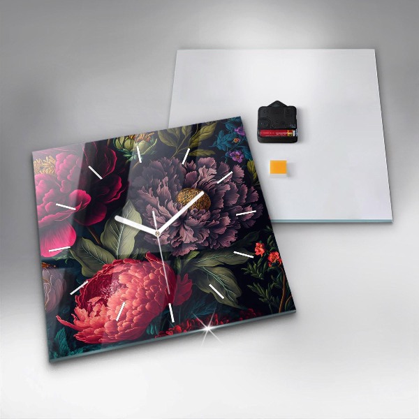 Reloj cuadrado Ramo de flores vintage