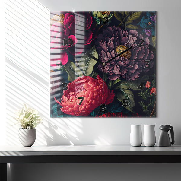 Reloj cuadrado Ramo de flores vintage