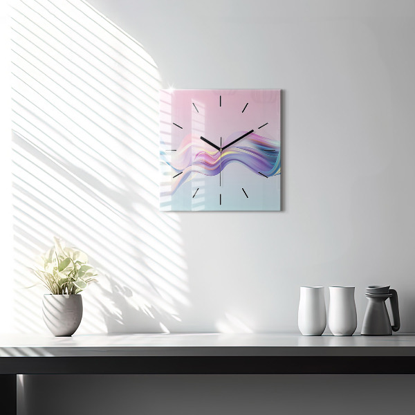 Reloj de pared cuadrado Abstracto pastel de olas