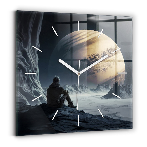 Reloj cuadrado Hombre en la luna de fondo