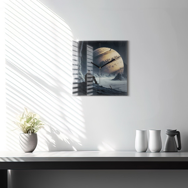 Reloj cuadrado Hombre en la luna de fondo