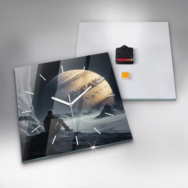 Reloj cuadrado Hombre en la luna de fondo