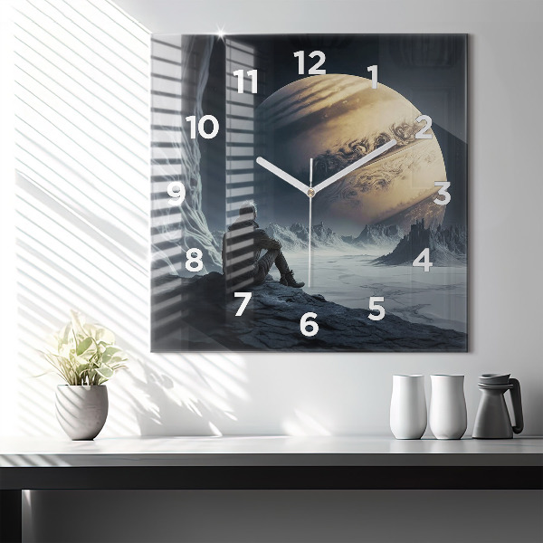 Reloj cuadrado Hombre en la luna de fondo