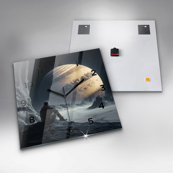 Reloj cuadrado Hombre en la luna de fondo