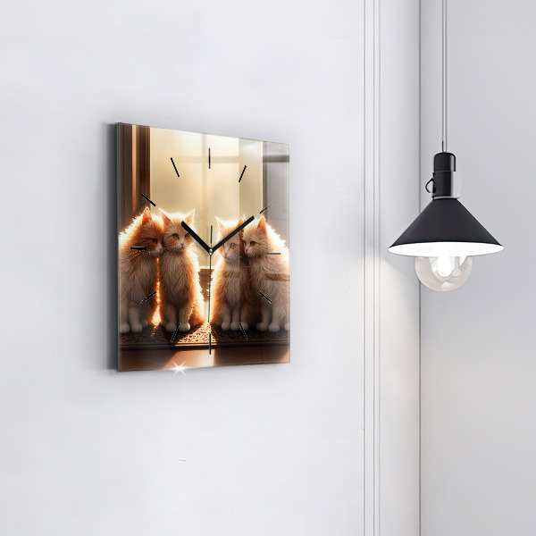 Reloj cuadrado Cuatro gatos al sol