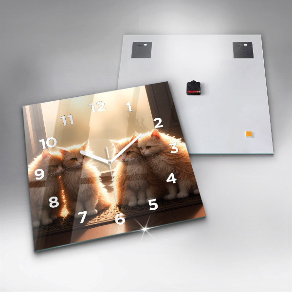 Reloj cuadrado Cuatro gatos al sol