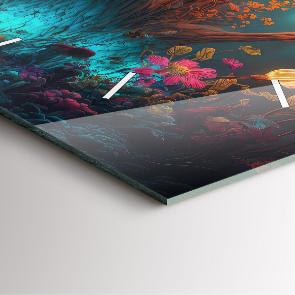 Reloj de pared cuadrado Bosque y setas mágicas