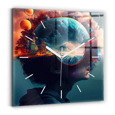 Reloj cuadrado Mundo virtual futurista