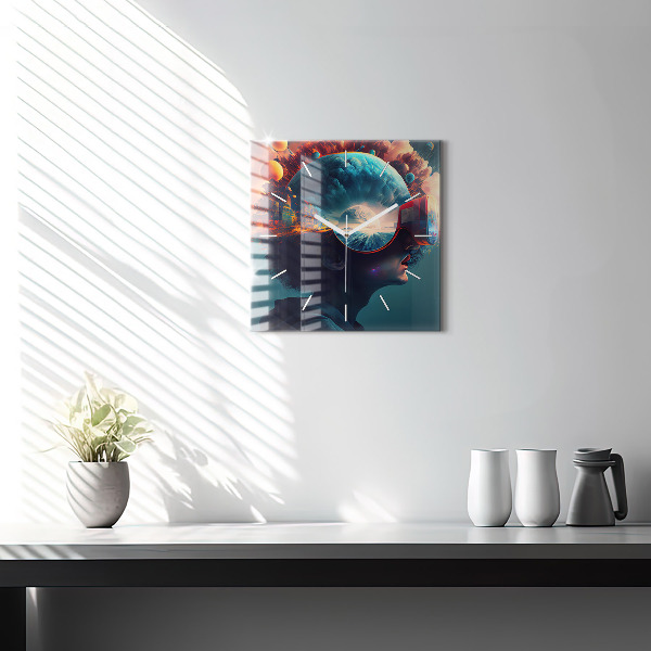 Reloj cuadrado Mundo virtual futurista