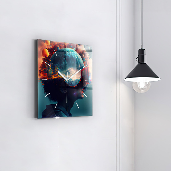 Reloj cuadrado Mundo virtual futurista