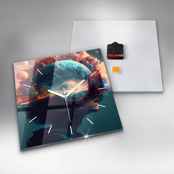 Reloj cuadrado Mundo virtual futurista