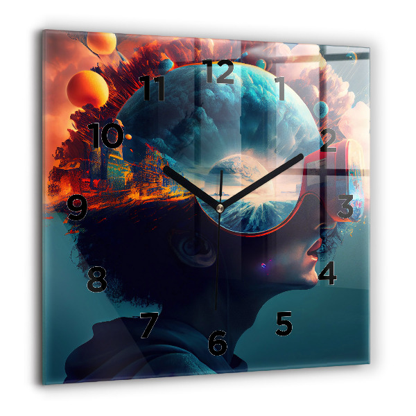Reloj cuadrado Mundo virtual futurista