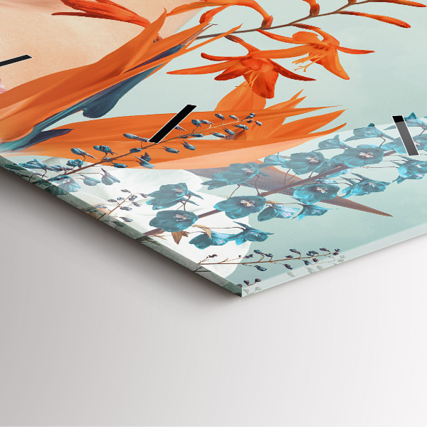 Reloj de pared cuadrado Mujer con flores