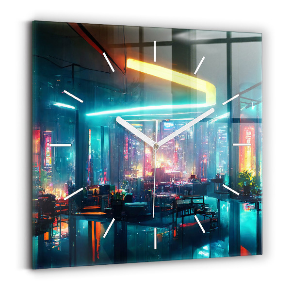Reloj cuadrado Ciudad en estilo cyberpunk