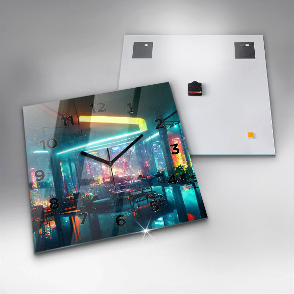 Reloj cuadrado Ciudad en estilo cyberpunk