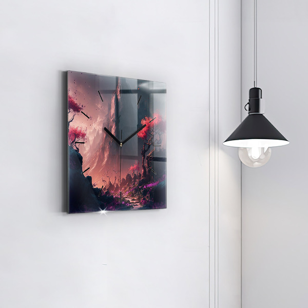 Reloj cuadrado Bosque mágico y cordillera