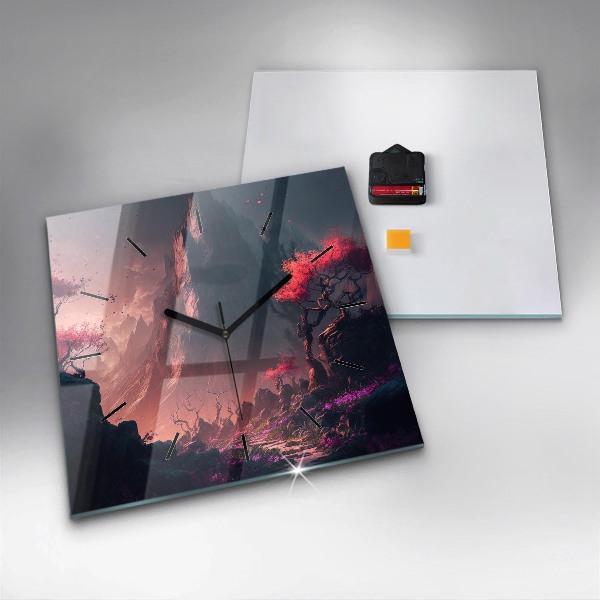 Reloj cuadrado Bosque mágico y cordillera