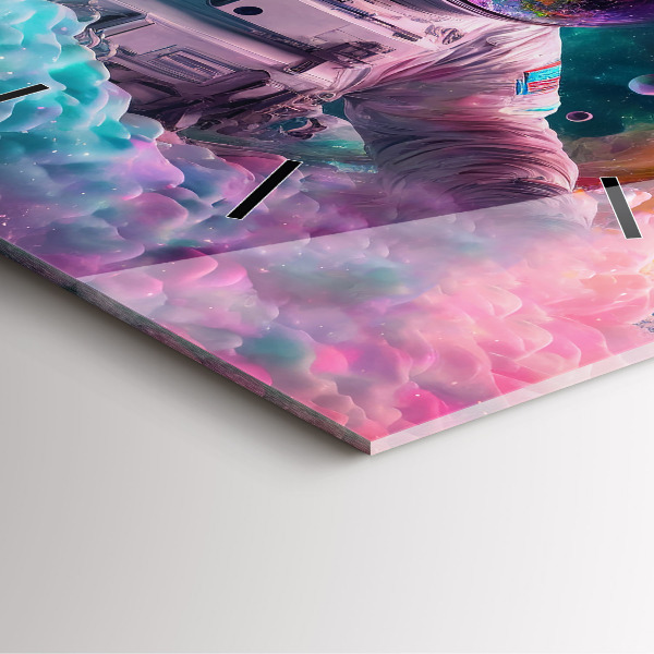 Reloj cuadrado Cosmonauta nubes de colores