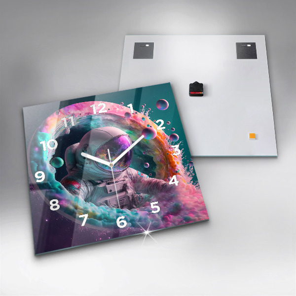 Reloj cuadrado Cosmonauta nubes de colores