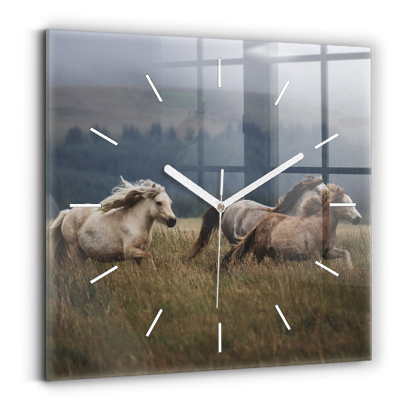Reloj cuadrado Caballos al galope
