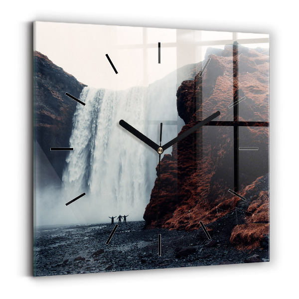 Reloj de pared cuadrado Cascada Paisaje de Islandia