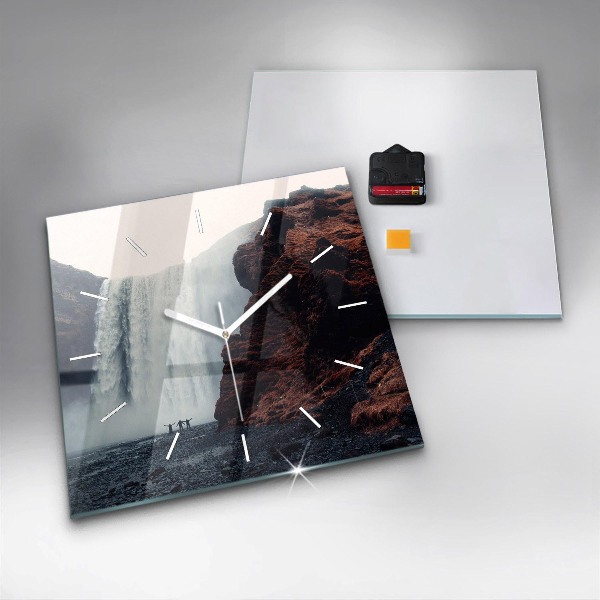Reloj de pared cuadrado Cascada Paisaje de Islandia